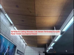 16/16/8mm Langit-langit Kayu Oak Veneer perforated Panel Akustik Kayu Soundproof Board