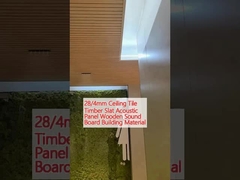 28/4mm Lantai Langit-langit Kayu Slat Panel Akustik Papan Suara Kayu Bahan Bangunan