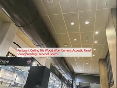 Restoran Lantai Langit-langit Kayu Wol Semen Panel Akustik Isolasi Suara Papan tahan api