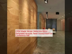 ODM Maple Veneer Melamine Panel Akustik Micro Perforated Proof Suara Untuk Aula Konferensi