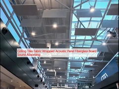 Peti langit-langit Kain dibungkus Panel akustik Fiberglass Board Sound Absorbing