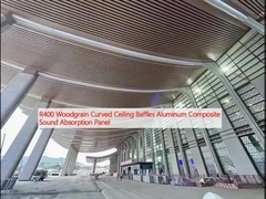 R400 Baffle langit-langit kayu yang melengkung Aluminium Composite Sound Absorption Panel