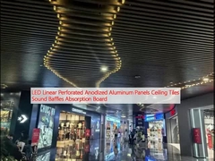 LED Linear Perforated Anodized Aluminium Panel Ceiling Tile Sound Baffles Board Absorpsi