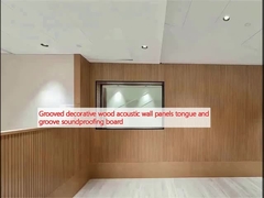 Panel dinding akustik kayu dekoratif berjerang, papan isolasi suara lidah dan alur