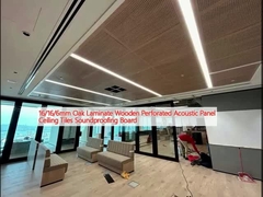 16/16/6mm Oak Laminate Kayu Perforated Panel Akustik Lantai Langit-langit Papan Isolasi Suara