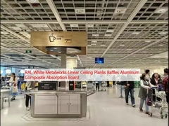 RAL White Metalworks Papan langit-langit linier Baffles Aluminium Composite Board Absorpsi
