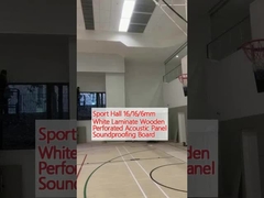 Sport Hall 16/16/6mm Laminasi Putih Panel Akustik Kayu Perforasi Papan Isolasi Suara
