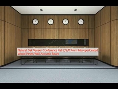 Natural Oak Veneer Conference Hall 2/2/0.7mm Panel Kayu Mikroporasi Papan Akustik Dinding