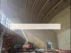 Museum 3D Radius Curved Metal Ceiling Baffle Sound Isolation Woodgrain Wall Akustik Panel