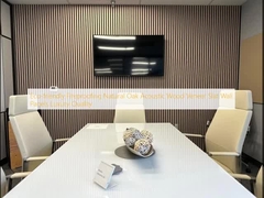 Ramah lingkungan Fireproofing Kayu Oak Alam Acoustic Veneer Kayu Slat Panel Dinding Kualitas Mewah