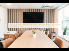 Amercia Oak Veneer Sound Absorbing Fireproof Kayu Slat Grooved Panel Dinding Akustik