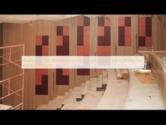 Auditorium Panel Akustik Kayu Slat Grooved Absorpsi Suara Bahan Bangunan