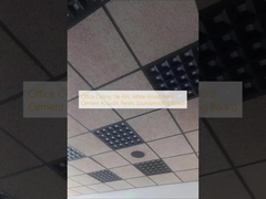 Peti langit-langit kantor RAL Putih kayu wol semen Panel akustik Papan penebat suara