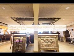 Restoran Langit-langit Genteng Warna Alam Kayu Wol Semen Panel Akustik Papan Isolasi Suara