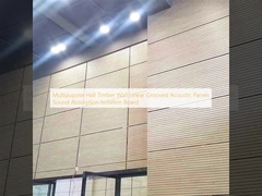 Multipose Hall Kayu Dinding Linier Grooved Panel Akustik Absorpsi Suara Papan Isolasi