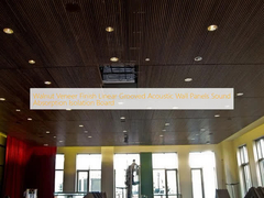 Walnut Veneer Finish Linear Grooved Grooved Panel Dinding Akustik Papan Isolasi Penyerapan Suara