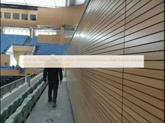 28/4mm veneer finish linear Grooved Grooved Panel Dinding Akustik Papan Isolasi Penyerapan Suara