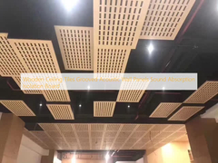 Peti langit-langit kayu bergerigi Panel dinding akustik Absorpsi suara papan isolasi