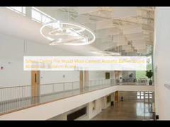 School Ceiling Tile Kayu Wol Semen Baffle Akustik Pengasapan Suara Papan Isolasi