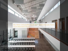 RAL White Ceiling Baffles Kayu Wol Semen Panel Akustik Papan Penyerap Suara