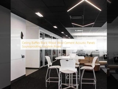 Baterai langit-langit Baffle Hitam Kayu Wol Semen Panel akustik Isolasi suara Papan
