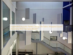 Panel akustik yang digantung Kain ubin langit-langit Lapisan dinding menyerap suara papan serat kaca