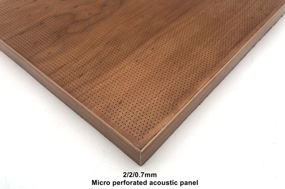 2/2/0.7mm Wooden Finish Invisible Microperforated Acoustic Panel For Walls Soundproof Board