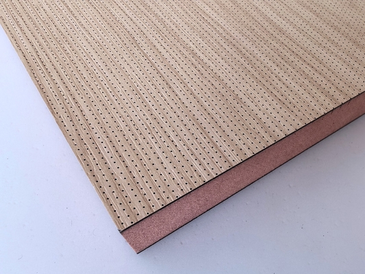 2/2/0.5mm Timber Oak Laminate Microperforated Acoustic Wood Wall Panels Building Material