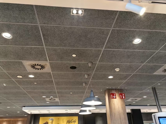 McDonald's Resturant Ceiling Tile Grey Wood Wool Cement Acoustic Panel Soundproofing Board