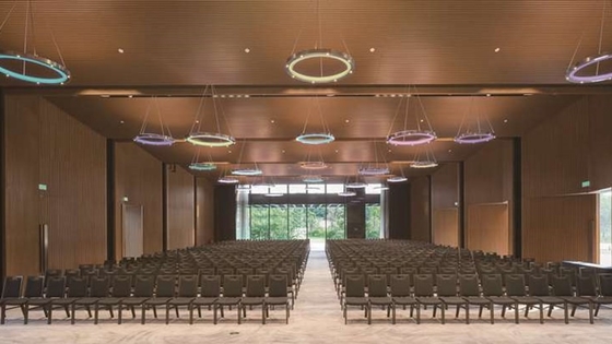 16/16/6mm Banque Hall Customized Diffuser Perforated Acoustic Panel Wooden Wall Soundproof Board