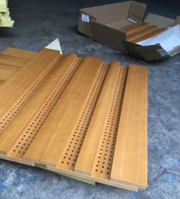 16/16/6mm Banque Hall Customized Diffuser Perforated Acoustic Panel Wooden Wall Soundproof Board