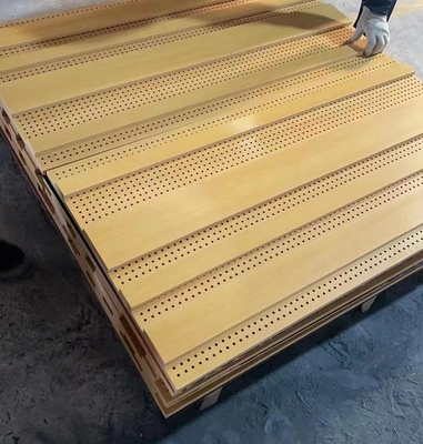 16/16/6mm Banque Hall Customized Diffuser Perforated Acoustic Panel Wooden Wall Soundproof Board