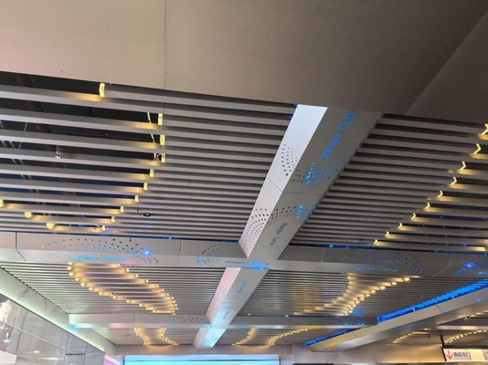 LED Linear Perforated Anodized Aluminum Panels Ceiling Tiles Sound Baffles Absorption Board