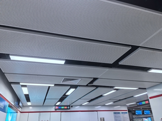 8/8/3mm Subway RAL Grey Perforated Metal Ceiling Tiles Acoustic Panels Soundproof Board