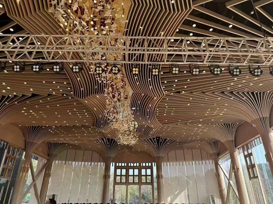 Acoustic Linear Wood Panels Metal Ceiling Tile Baffle Soundproof Board Building Materials