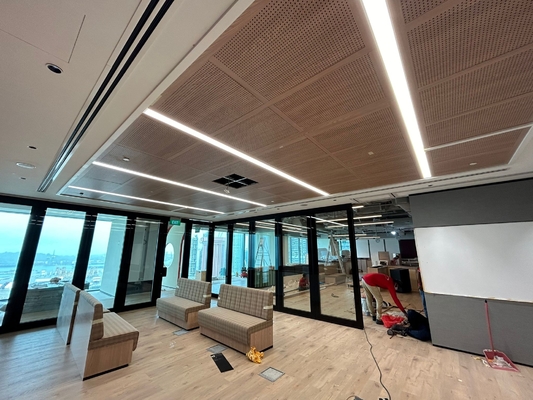16/16/6mm Oak Laminate Wooden Perforated Acoustic Panel Ceiling Tiles Soundproofing Board