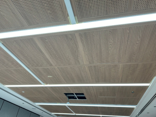 16/16/6mm Oak Laminate Wooden Perforated Acoustic Panel Ceiling Tiles Soundproofing Board