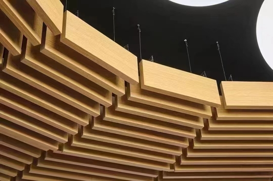 Metal Acoustic Ceiling Tiles Woodgrain Aluminium Composite Sound Proof Insulation Board