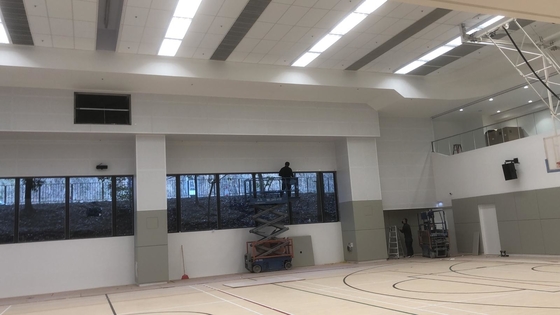 Sport Hall 16/16/6mm White Laminate Wooden Perforated Acoustic Panel Soundproofing Board