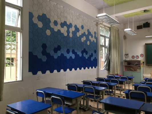 Classroom Wall Hexagon Shape Wood Wool Cement Acoustic Panel Soundproofing Board