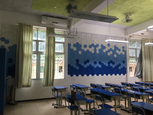 Classroom Wall Hexagon Shape Wood Wool Cement Acoustic Panel Soundproofing Board