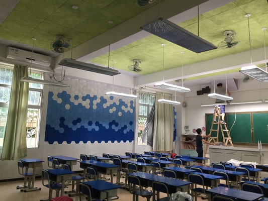 Classroom Wall Hexagon Shape Wood Wool Cement Acoustic Panel Soundproofing Board
