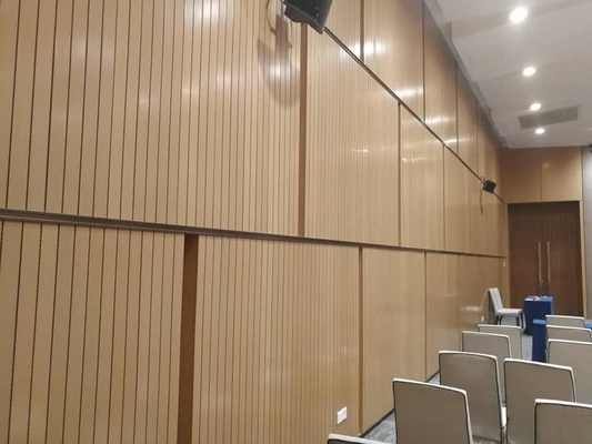 Lecture Hall Linear Veneer Wooden Wall Panels Grooved Acoustic Sound Absorption Board