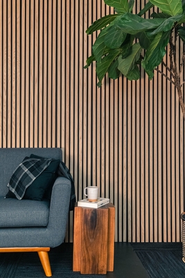 Luxury American Oak Veneer Acoustic Slat Wood Wall Panels Linear Timber Soundproofing Board