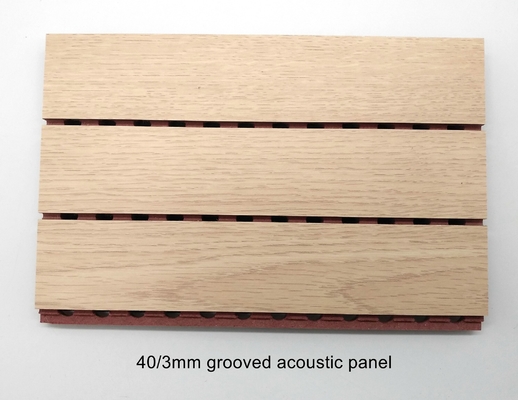 Luxury American Oak Veneer Acoustic Slat Wood Wall Panels Linear Timber Soundproofing Board