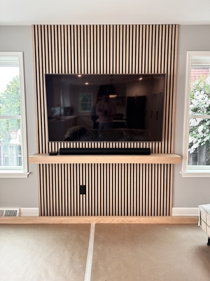 Linear Slat Wooden Grooved Acoustic Panels Decoration Sound Absorption Building Material