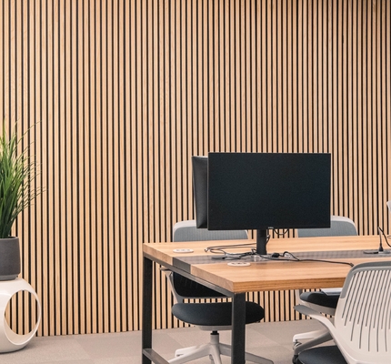 Linear Slat Wooden Grooved Acoustic Panels Decoration Sound Absorption Building Material