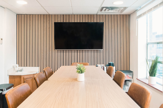Amercia Oak Veneer Sound Absorbing Fireproof Timber Slat Grooved Acoustic Wall Panels