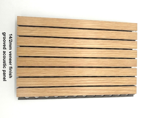 14/2mm Lecture Hall Sound Absorbing Fireproof Timber Slat Grooved Acoustic Wall Panels