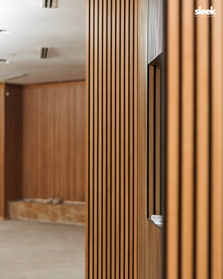 Auditorium Slat Wooden Grooved Acoustic Panels Sound Absorption Building Material